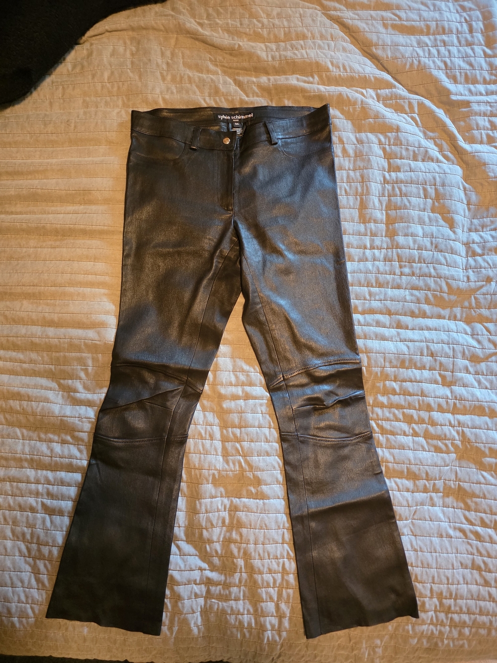 Goat Leather Flared Pants - Black